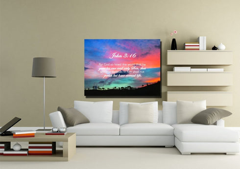John 3:16 NIV #19 Bible Verse Canvas Wall Art