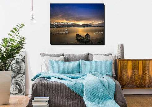 John 3:16 NIV #22 Bible Verse Canvas Wall Art