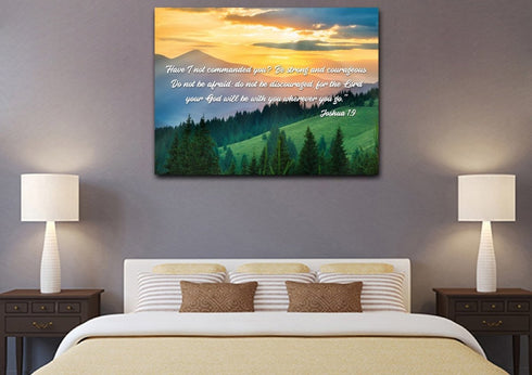 Joshua 1:9 Be Strong and Courageous Canvas Wall Art Print