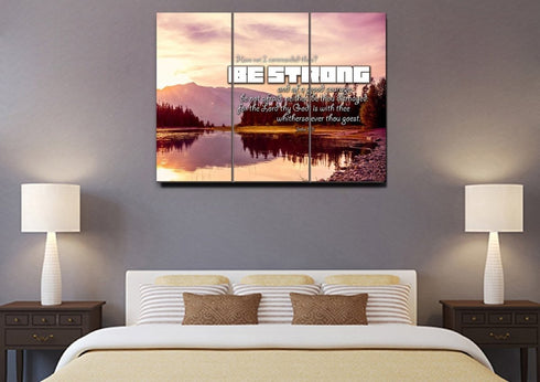 Joshua 1:9 KJV 'Be Strong & of Good Courage' Canvas Wall Art Print