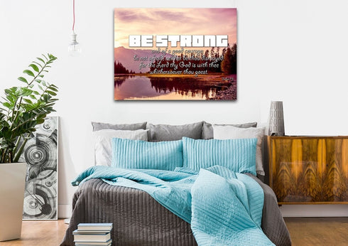 Joshua 1:9 KJV 'Be Strong & of Good Courage' Canvas Wall Art Print