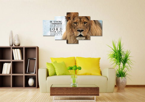 Lions Stare #11 Joshua 1:9 Be Strong and Courageous Wall Art
