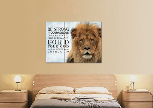 Lions Stare #11 Joshua 1:9 Be Strong and Courageous Wall Art