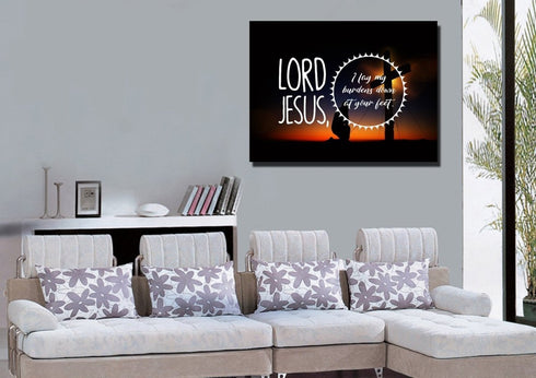 Lord Jesus, I Lay my Burdens Down at your Feet Wall Art Canvas Print