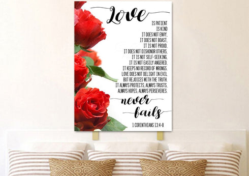 #1 Left Roses & Love is Patient, Love is Kind Canvas Print