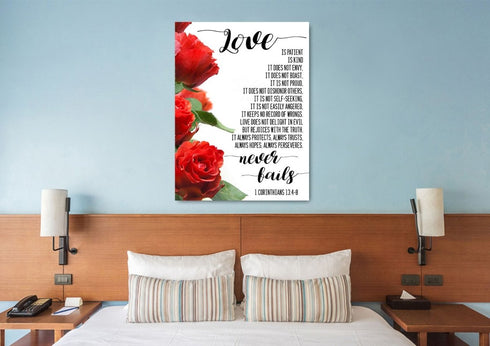 #1 Left Roses & Love is Patient, Love is Kind Canvas Print