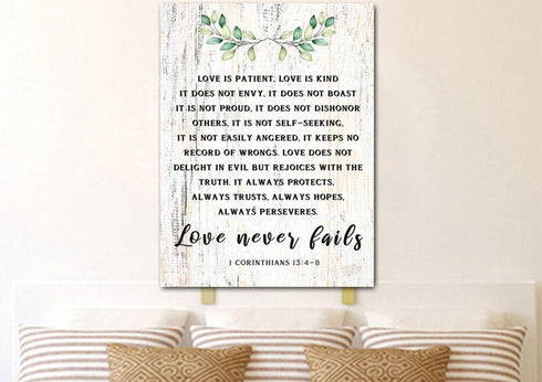 #10 Rustic Wood & Love is Patient, Love is Kind Canvas Print