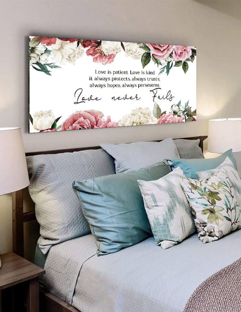 #8 Rose Border & Love is Patient, Love is Kind Canvas Print