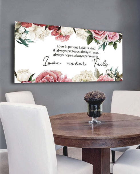 #8 Rose Border & Love is Patient, Love is Kind Canvas Print