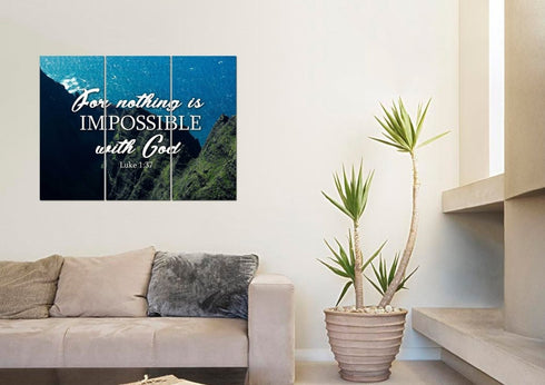 Luke 1:37 For Nothing is Impossible with God Canvas Wall Art Print
