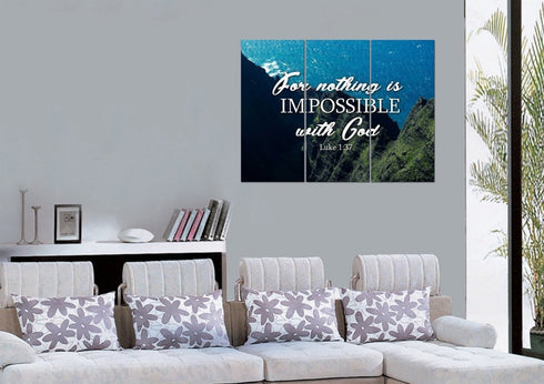 Luke 1:37 For Nothing is Impossible with God Canvas Wall Art Print