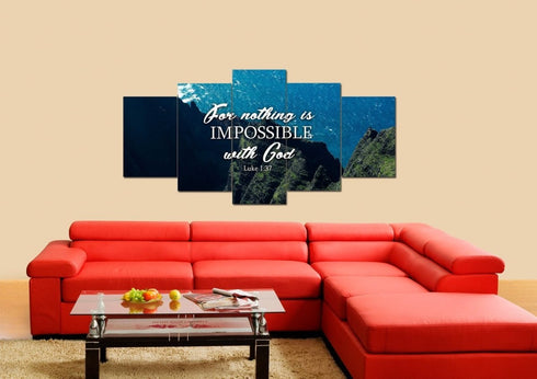 Luke 1:37 For Nothing is Impossible with God Canvas Wall Art Print