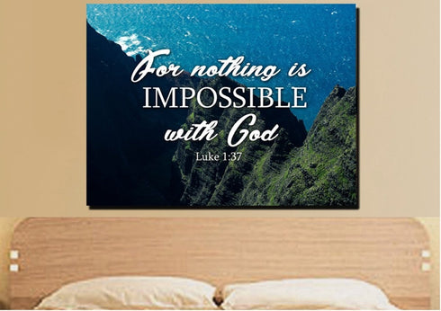 Luke 1:37 For Nothing is Impossible with God Canvas Wall Art Print