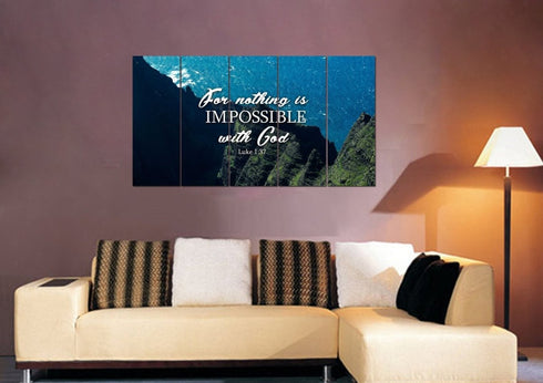 Luke 1:37 For Nothing is Impossible with God Canvas Wall Art Print