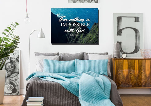 Luke 1:37 For Nothing is Impossible with God Canvas Wall Art Print
