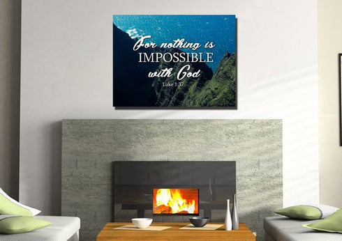 Luke 1:37 For Nothing is Impossible with God Canvas Wall Art Print