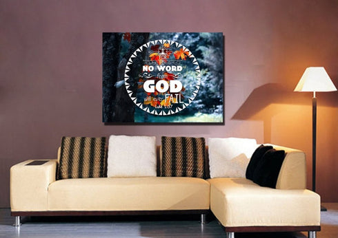 Luke 1:37 No Word from God will Ever Fail Canvas Wall Art Print