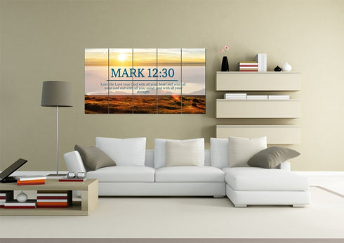 Mark 12:30 Love the Lord your God with all your Heart Canvas Wall Art