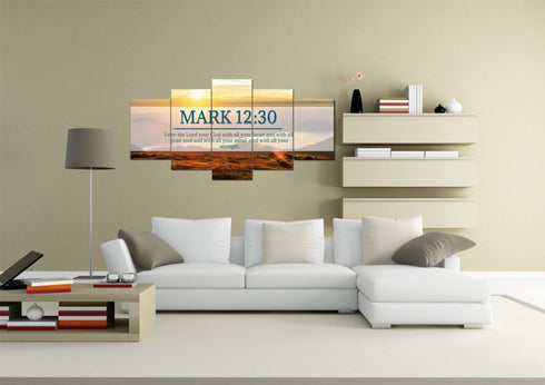 Mark 12:30 Love the Lord your God with all your Heart Canvas Wall Art