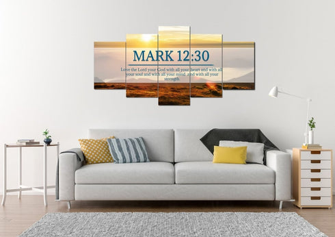 Mark 12:30 Love the Lord your God with all your Heart Canvas Wall Art