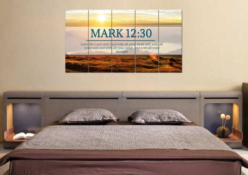 Mark 12:30 Love the Lord your God with all your Heart Canvas Wall Art