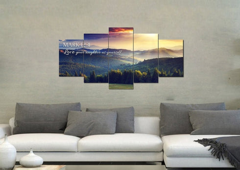 Mark 12:31 Love your Neighbor as Yourself Canvas Wall Art Print - Christian Walls