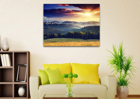 Mark 12:31 Love your Neighbor as Yourself Canvas Wall Art Print - Christian Walls