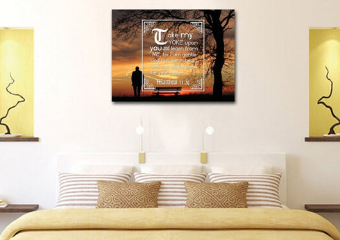 Matthew 11:29 Canvas Wall Art Print - Christian Walls