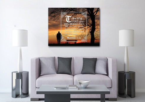 Matthew 11:29 Canvas Wall Art Print - Christian Walls