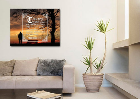 Matthew 11:29 Canvas Wall Art Print - Christian Walls