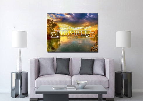 Matthew 19:26 #2 With God all things are Possible Canvas Wall Art Print