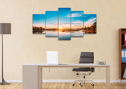 Matthew 19:26 With God All Things are Possible Canvas Wall Art Print