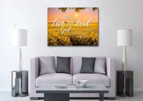 Matthew 22:37 Love the Lord with all your Heart Canvas Wall Art Print