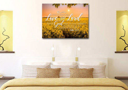 Matthew 22:37 Love the Lord with all your Heart Canvas Wall Art Print