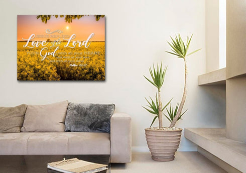 Matthew 22:37 Love the Lord with all your Heart Canvas Wall Art Print