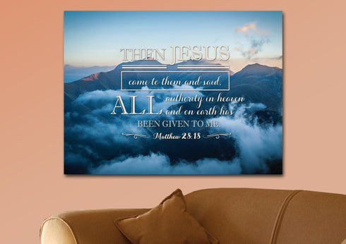 Matthew 28:18 Canvas Wall Art Print - Christian Walls