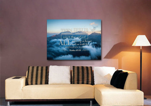 Matthew 28:18 Canvas Wall Art Print - Christian Walls