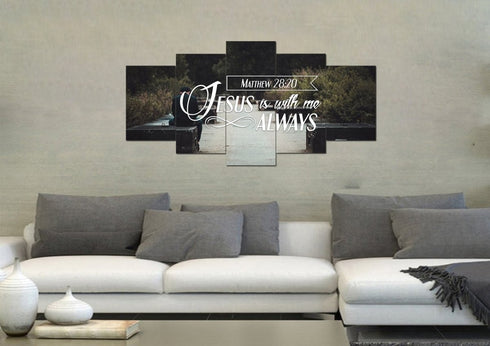 Matthew 28:20 Jesus is with me Always Canvas Wall Art Print - Christian Walls