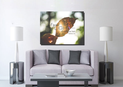 Matthew 5:16 Let your Light Shine Before Men Canvas Wall Art Print - Christian Walls