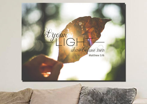 Matthew 5:16 Let your Light Shine Before Men Canvas Wall Art Print - Christian Walls