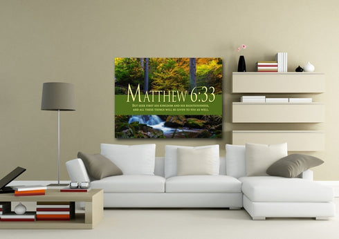 Matthew 6:33 Canvas Wall Art Print - Christian Walls