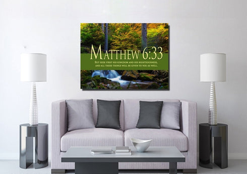 Matthew 6:33 Canvas Wall Art Print - Christian Walls