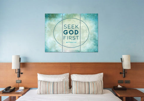Matthew 6:33 Seek God First Bible Verse Canvas Wall Art