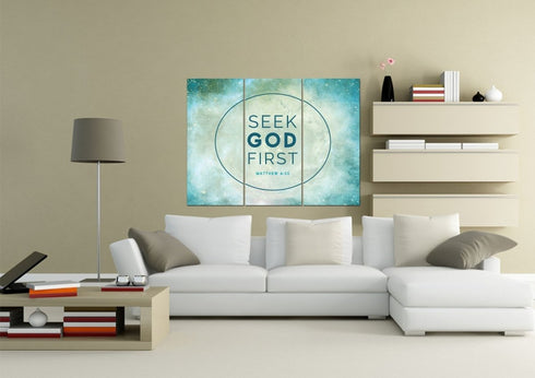 Matthew 6:33 Seek God First Bible Verse Canvas Wall Art