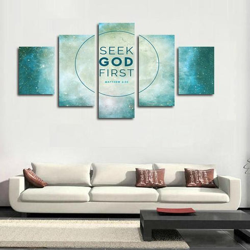 Matthew 6:33 Seek God First Bible Verse Canvas Wall Art