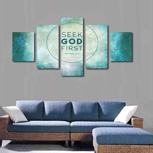 Matthew 6:33 Seek God First Bible Verse Canvas Wall Art
