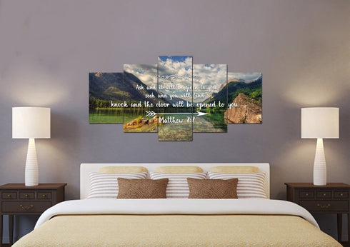 Matthew 7:7 Ask and it will be Given to you, Seek and you will Find Bible Verse Canvas Wall Art