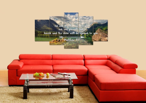 Matthew 7:7 Ask and it will be Given to you, Seek and you will Find Bible Verse Canvas Wall Art