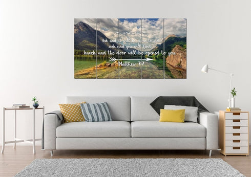 Matthew 7:7 Ask and it will be Given to you, Seek and you will Find Bible Verse Canvas Wall Art