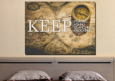Matthew 7:7 Canvas Wall Art Print - Christian Walls